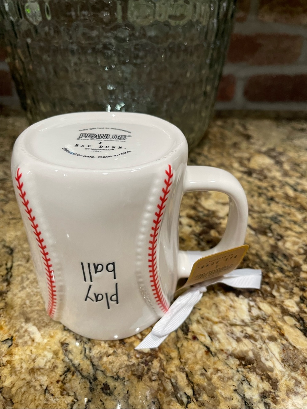 Rae Dunn Peanuts PLAY BALL double sided mug - snoopy baseball lacing Brand NEW - Picture 5 of 7